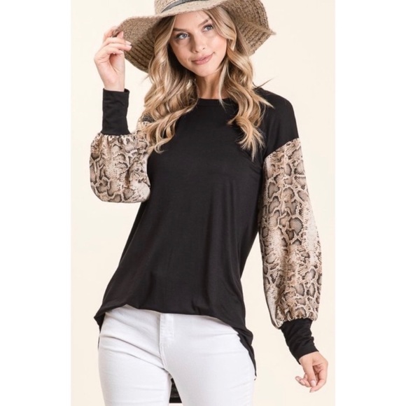 Black Snake Print Long Sleeve Top - Picture 3 of 7